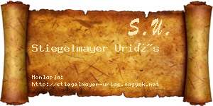 Stiegelmayer Uriás névjegykártya